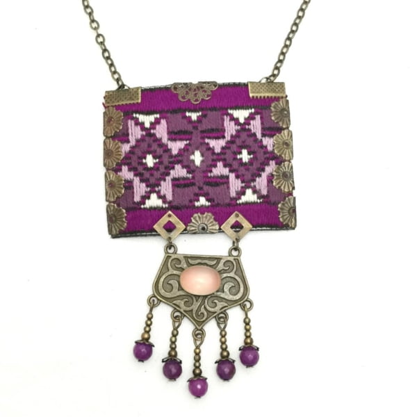 PURPLE TEARS BALOCHI NEEDLEWORK NECKLACE