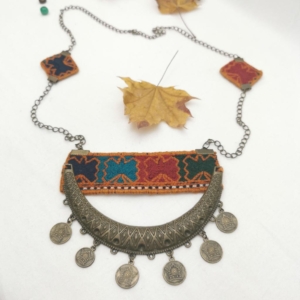 CROWN CRESCENT NEEDLEWORK NECKLACE-PERSIS COLLECTION