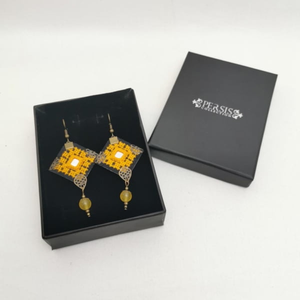 Canary Embroidery Earrings