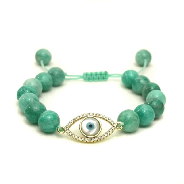 Amazonite Evil Eye Bracelet