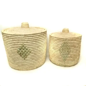 Persian Woven Storage Basket with Lid Set of 2