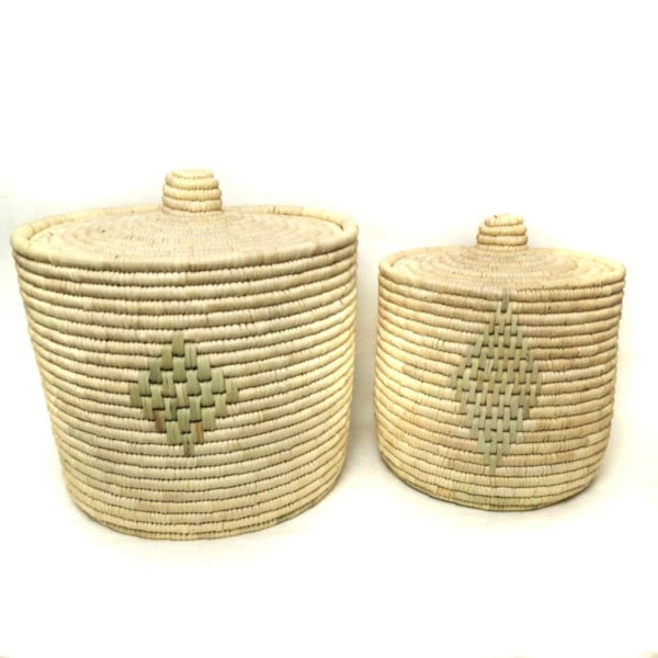 Persian Woven Storage Basket with Lid Set of 2