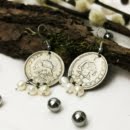 1975 5 RIAL COIN AND PEARLS EARRINGS