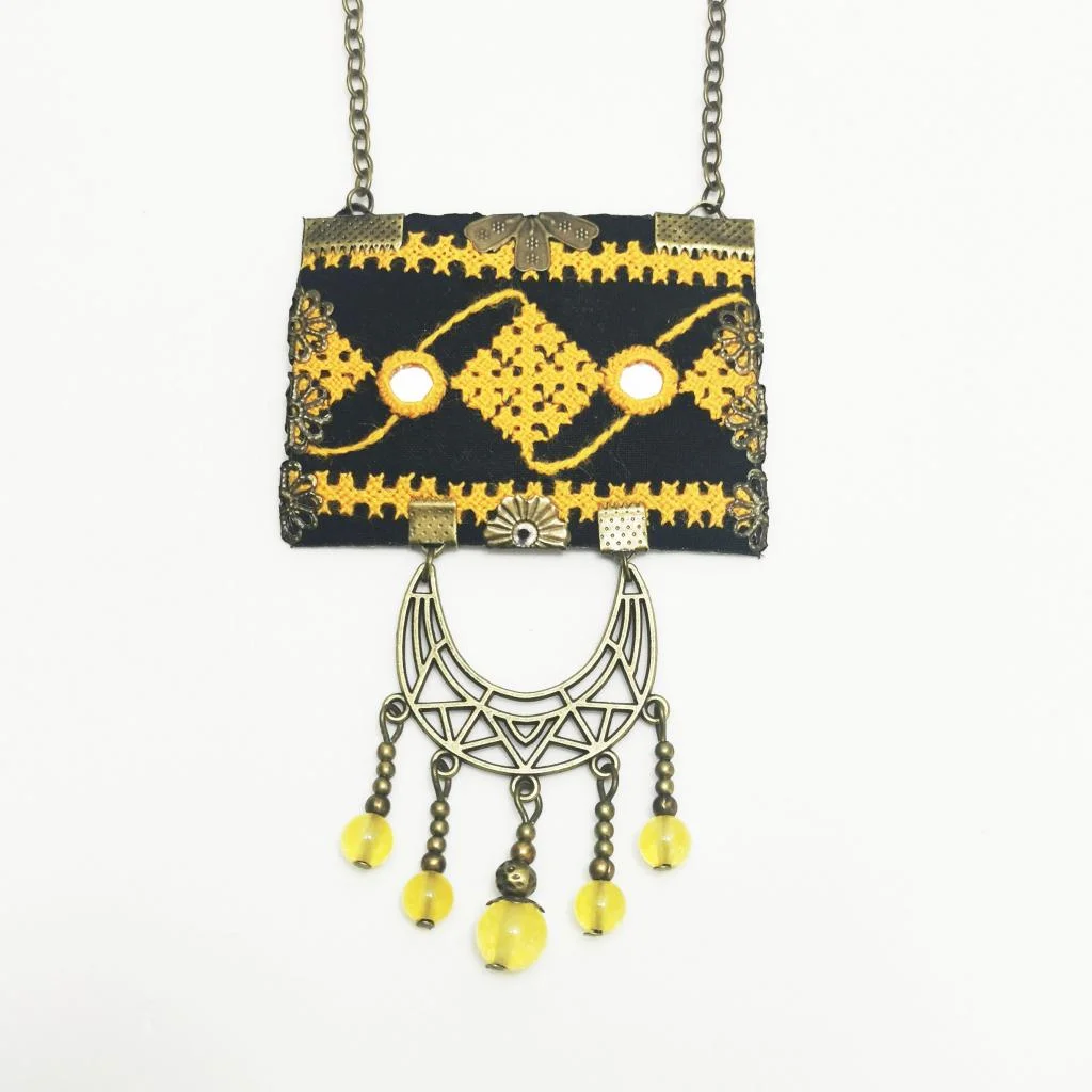 YELLOW CRESCENT BALOCHI NECKLACE
