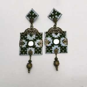 OLIVE PERSIAN EMBROIDERY EARRINGS