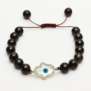 GARNET HAMSA EVIL EYE BRACELET