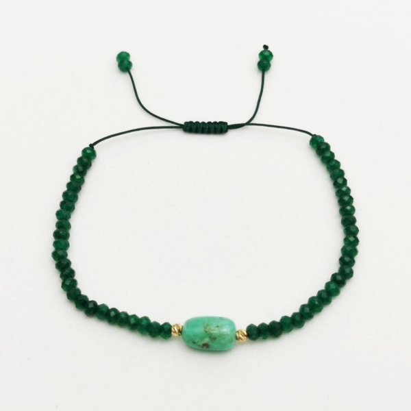 18k Gold Bowls Persian Turquoise Green Agate Bracelet