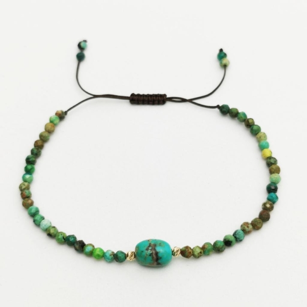 Persian Turquoise Jade 18k Gold Bowls Bracelet