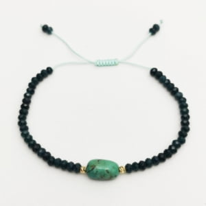 18k GOLD BOWLS PERSIAN TURQUOISE BLUE AGATE BRACELET