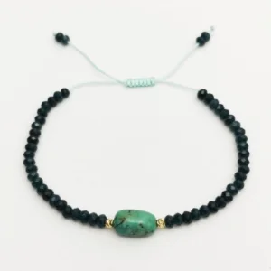 18k Gold Bowls Persian Turquoise Blue Agate Bracelet
