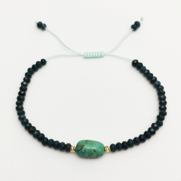 18k Gold Bowls Persian Turquoise Blue Agate Bracelet