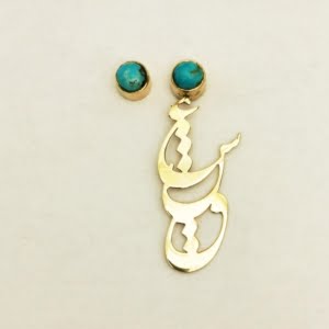 18k GOLD LOVE AND TURQUOISE EARRINGS