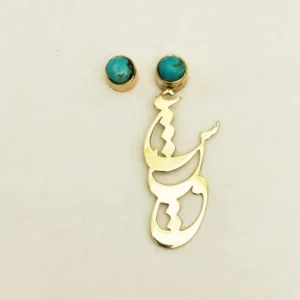 18k Gold Love and Turquoise Earrings