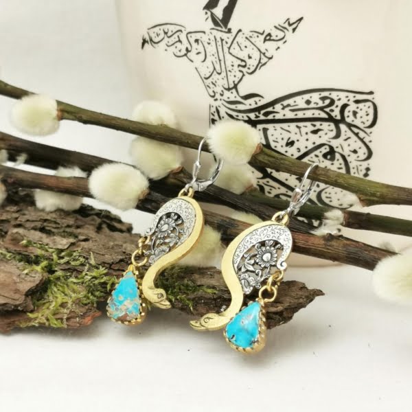 Persian Swan Engraving Earrings