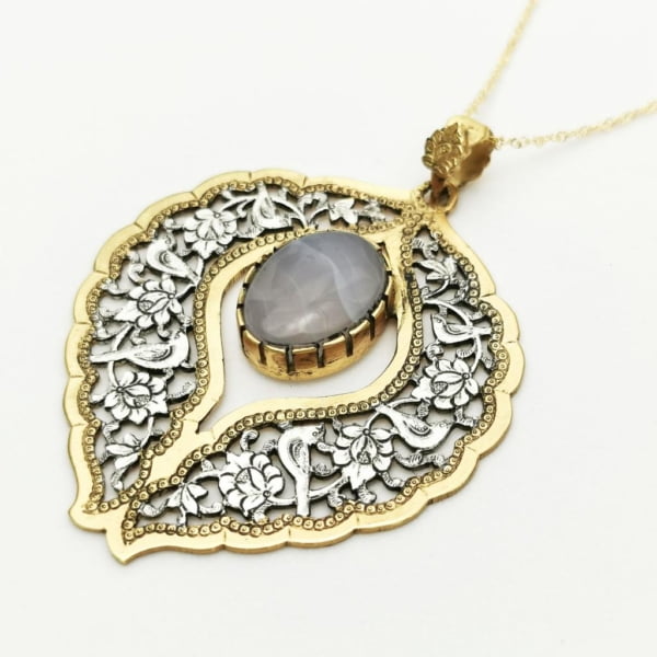Blue Agate Ghalamzani Necklace