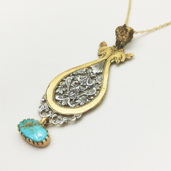 NEYSHABOR TURQUOISE PEACOCK NECKLACE