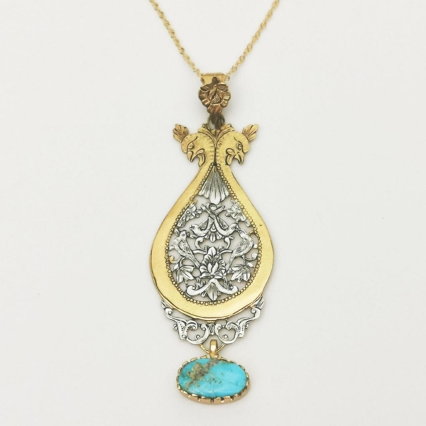 NEYSHABOR TURQUOISE PEACOCK NECKLACE