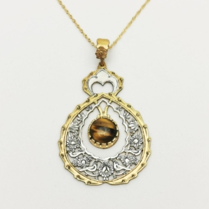 TIGER EYE PERSIAN HAND ENGRAVING NECKLACE