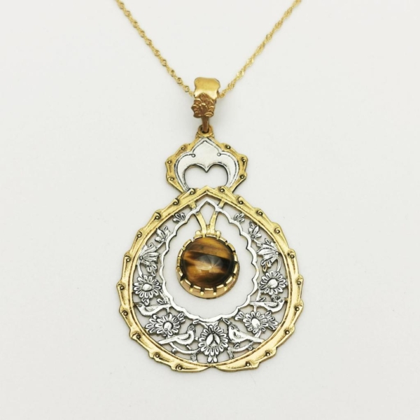 TIGER EYE PERSIAN HAND ENGRAVING NECKLACE