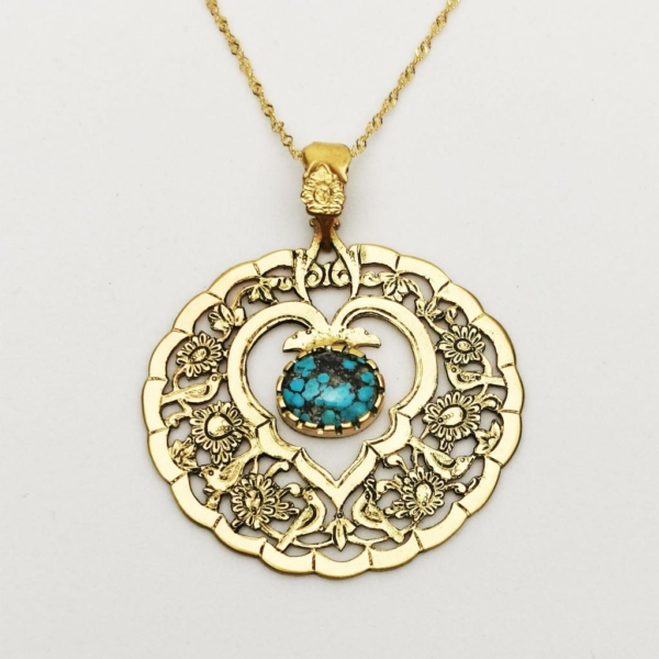 Gold Ghalamzani Turquoise Necklace