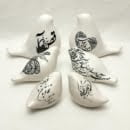 MORGH AMIN PERSIAN CALLIGRAPHY CERAMIC BIRDS