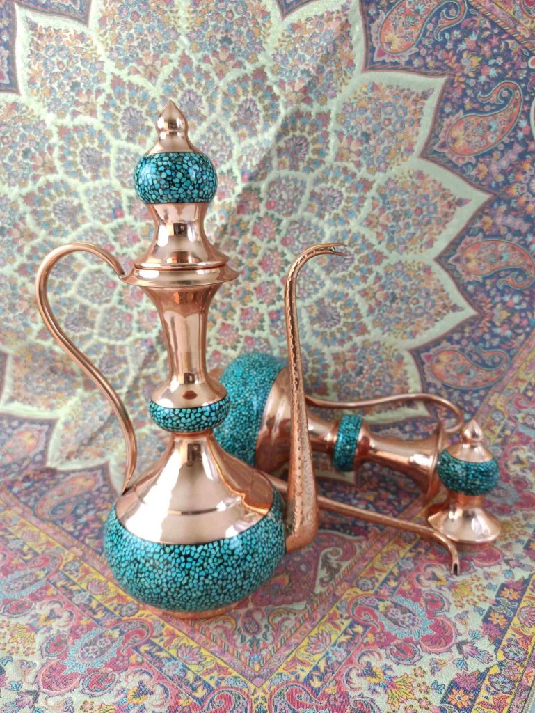 Firoozeh Koobi Turquoise on Copper Rose Water Sprinkler 35cm