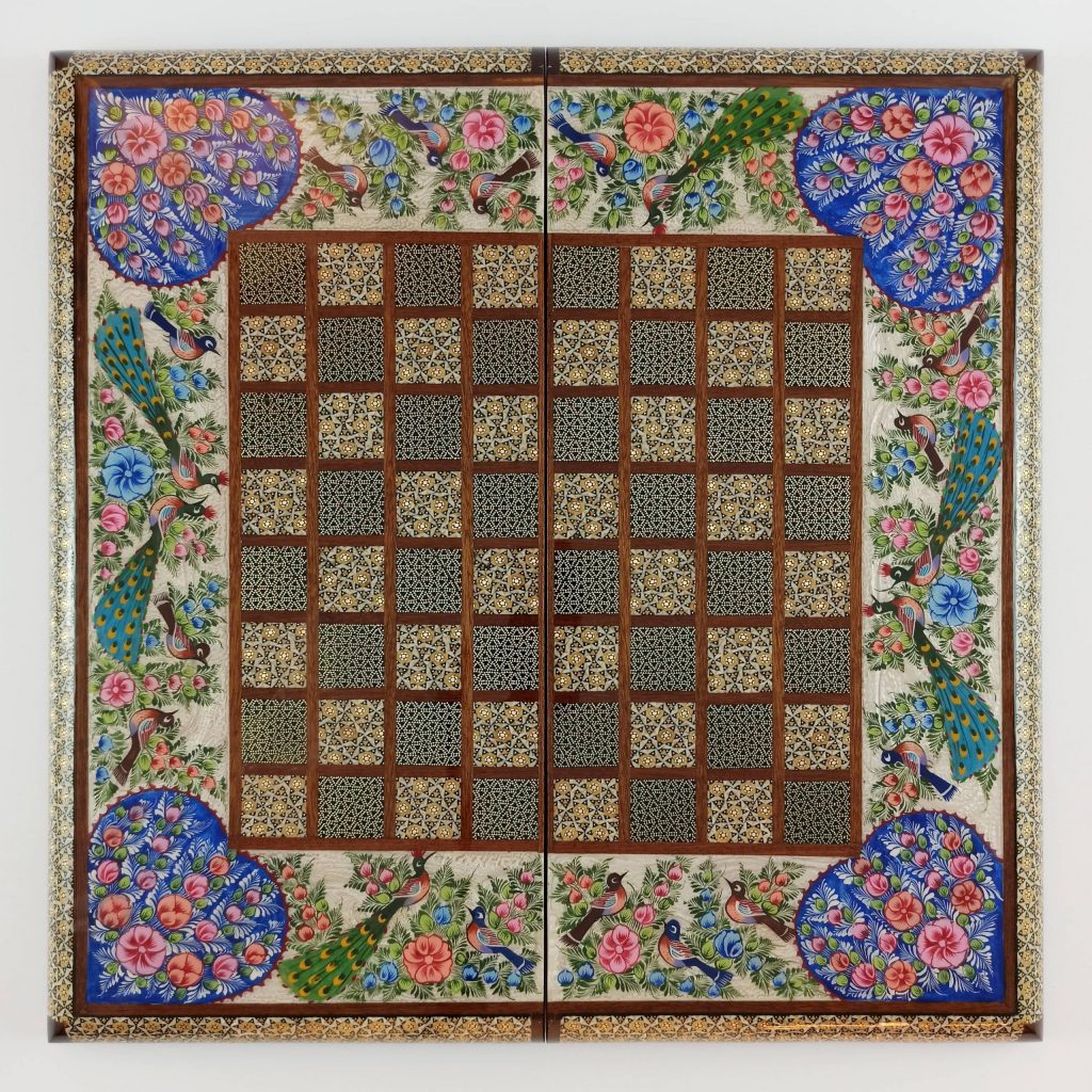 Peacock Khatam Backgammon and Chess Set