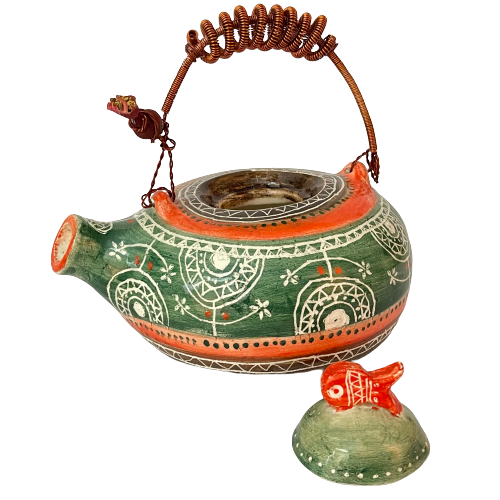 Hand Painted Round Ceramic Teapot