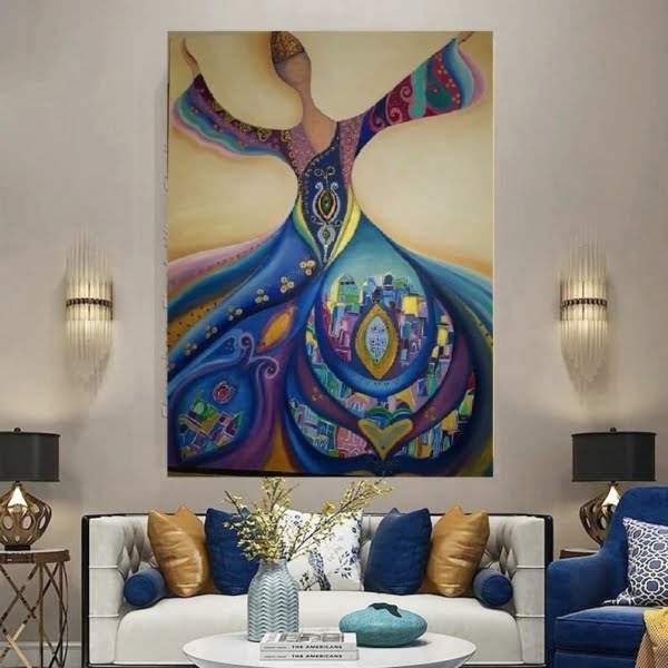 Painting with Acrylic Color and Gold Sheet 120 x 90