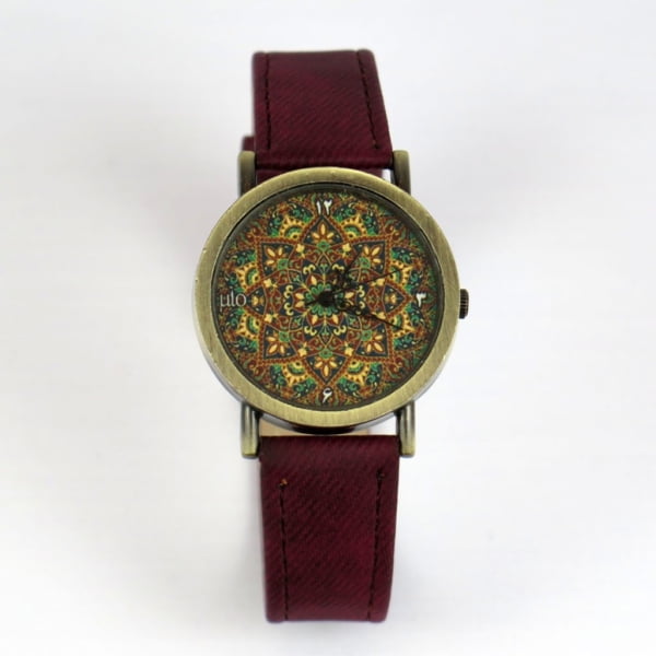 Crimson Persian Tile Pattern Watch
