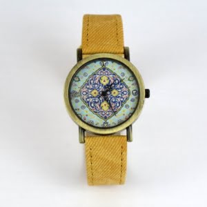 YELLOW PERSIAN TILE PATTERN WATCH