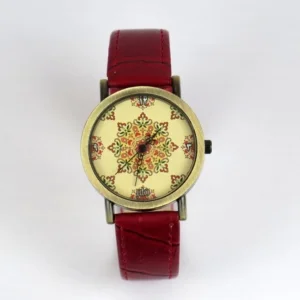 Red Persian Tile Pattern Watch