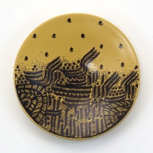 30cm Hand Painted Cream Decorative Ceramic Plate