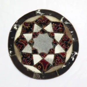 60 x 60cm Persian Handmade Carpet and Natural Leather Combination