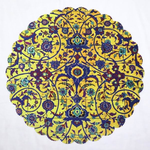 Yellow Tiles Round Table Runner in 2 Different Sizes