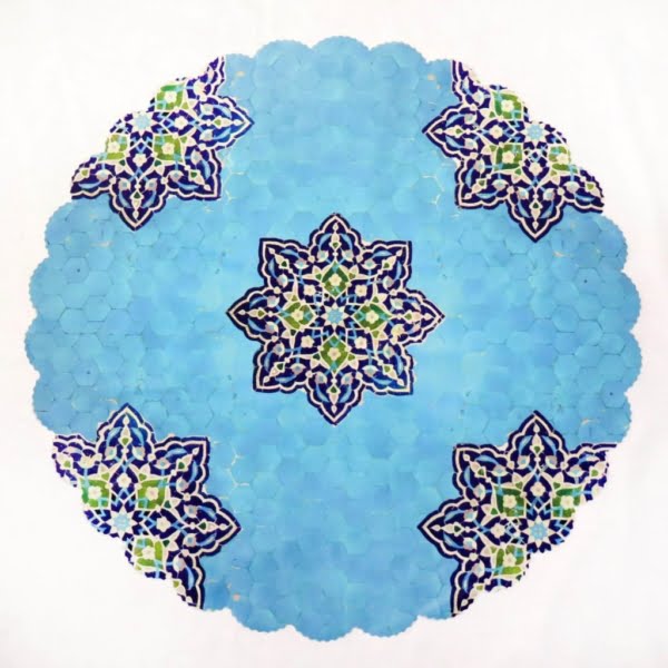 Persian Blue Tiles Round Table Runner 60cm