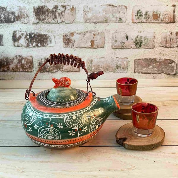 Hand Painted Round Ceramic Teapot