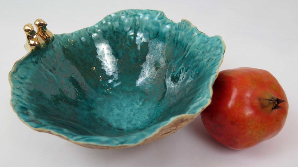 Lake Handmade Floral Pottery Bowl 25cm