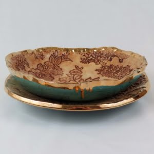 Handmade Floral Pottery Dinner Set