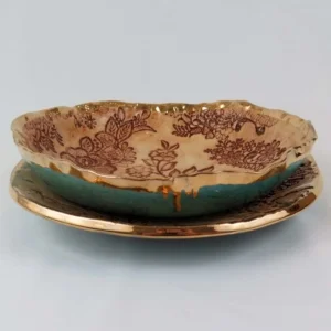 Handmade Floral Pottery Dinner Set