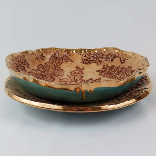 Handmade Floral Pottery Dinner Set