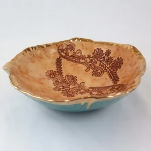 28cm Handmade Floral Pottery Bowl