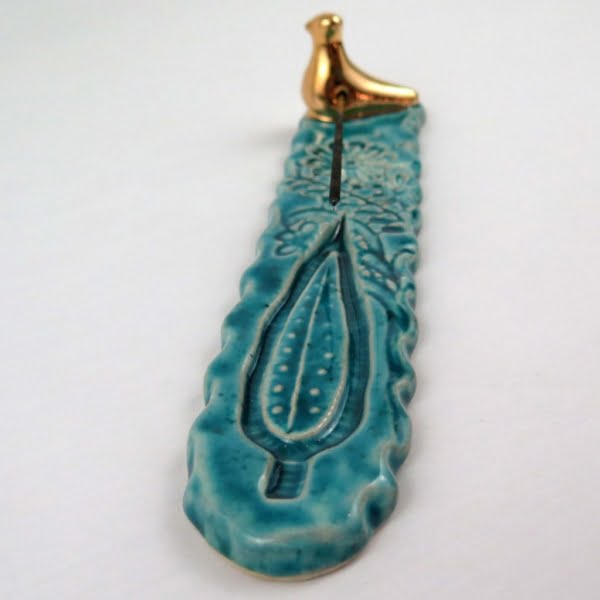 Ceramic Golden Bird Incense Holder