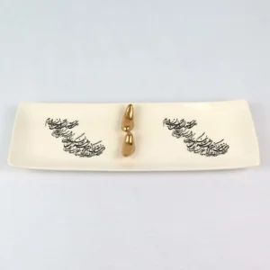 Rectangle 7 Sky Calligraphy Double Birds Ceramic Plate 36x 12cm