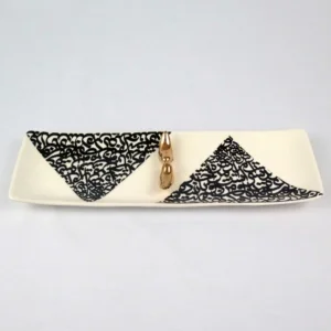 Rectangle Calligraphy Double Birds Ceramic Plate 36x 12cm