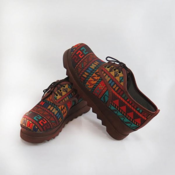 KILIM PATTERN LACE UP PLATFORM SHOES