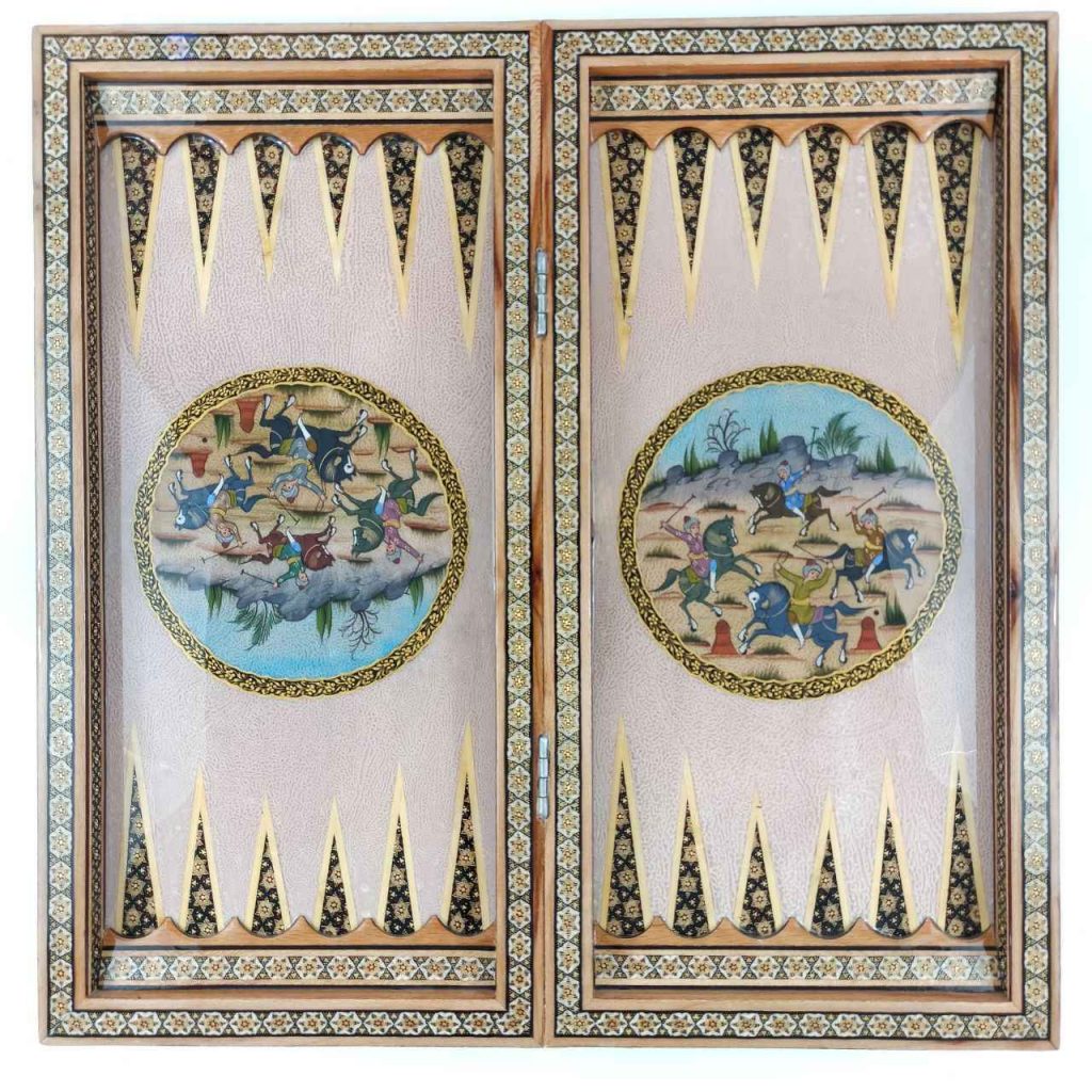 Peacock Khatam Backgammon and Chess Set