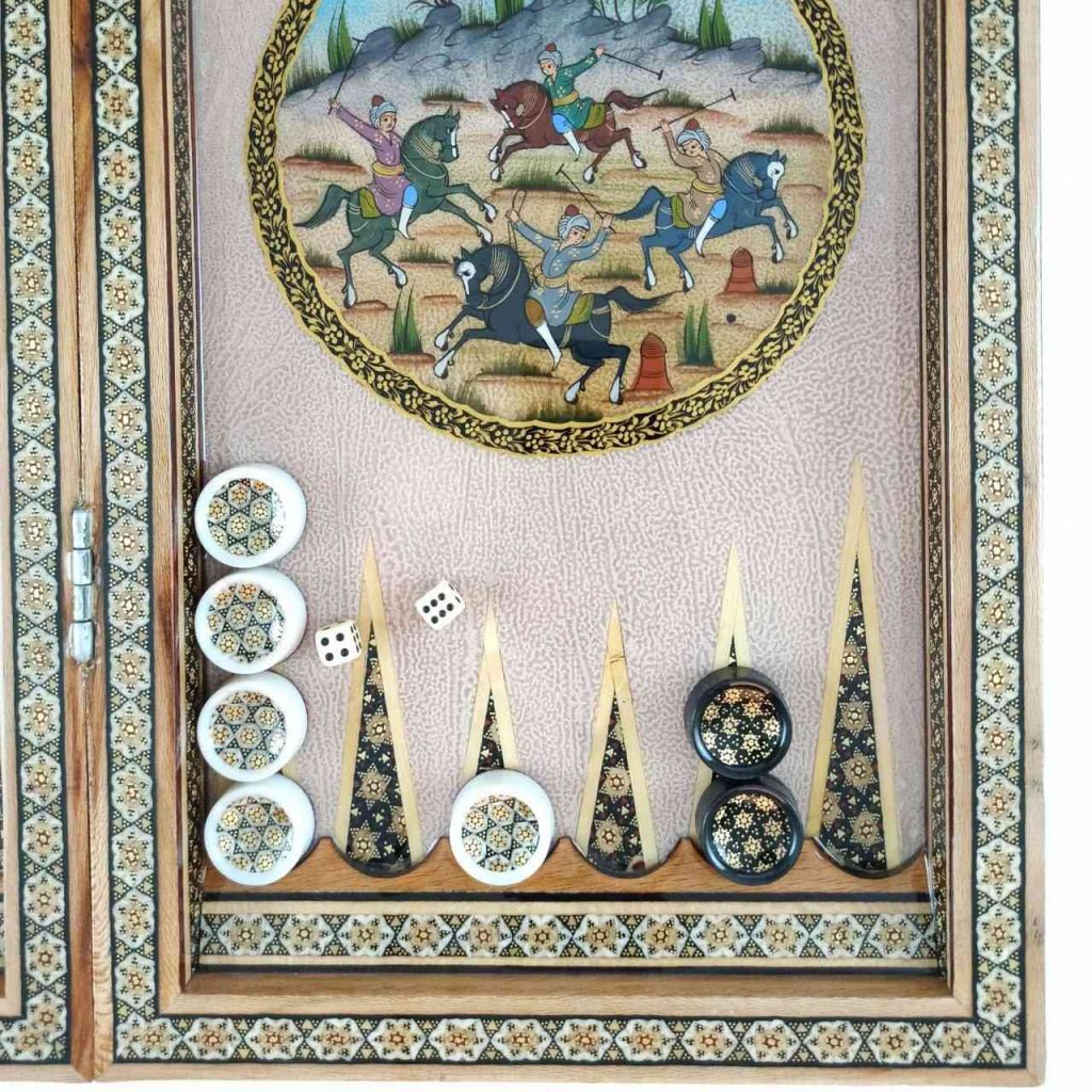 Peacock Khatam Backgammon and Chess Set