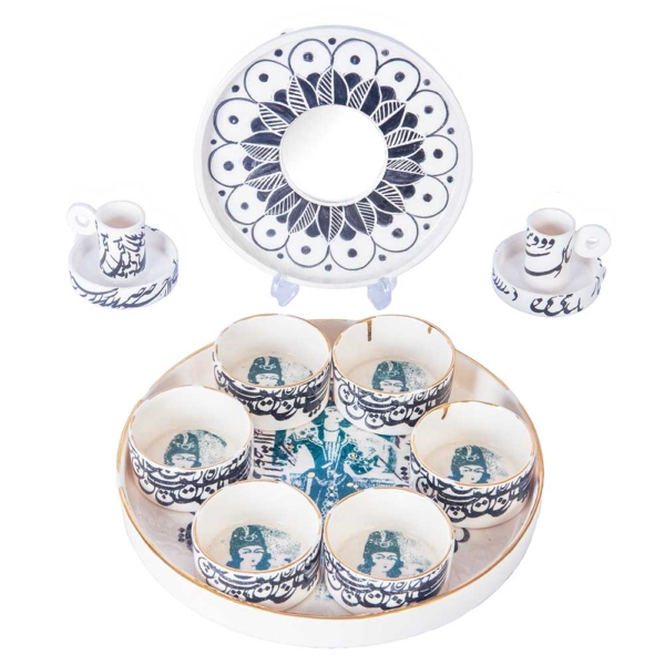 Qajar Girl Haft Seen Set with Tray