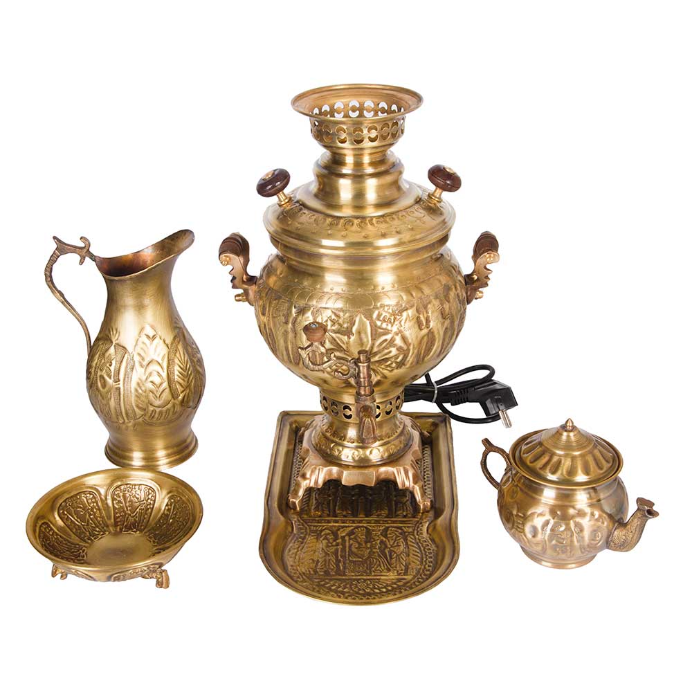 Electric Brass Samovar Traditional Persian Smooth Finish 7-Liter -  ShopiPersia